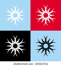 Set abstract stars for logo. White. Black. Red. Blue.
