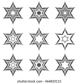 Set of abstract stars . Ornament Pattern . Decorative element collection.
