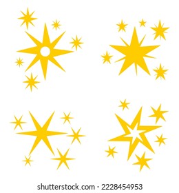 Set of abstract stars shining, sparks on white background. can be used for design ornaments, design elements etc. 