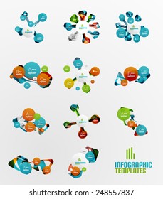 Conjunto de infografías abstractas de pasos - composición moderna de formas geométricas con efectos de luz