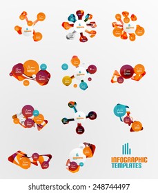 Conjunto de infografías abstractas de pasos - composición moderna de formas geométricas con efectos de luz