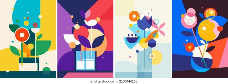 Set Of Abstract Still Life. Collection Of Creative Posters.