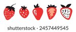Set of abstract strawberry. Simple strawberry. Contemporary trendy vector illustration. Fruit collection design for interior, poster, cover, banner. All elements are isolated.