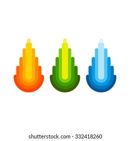 Set of Abstract Striped Colorful Drops. Vector Design Elements for Logos, Icons and Packaging