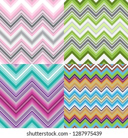 Set abstract striped seamless patterns with colorful strips, vector eps 8