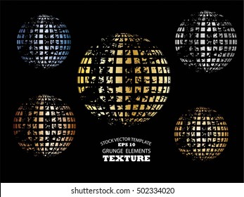 Set of Abstract striped spheres.Sphere vector design.Logo design elements texture.
