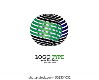 Set of Abstract striped spheres.Sphere vector design.Logo design elements.