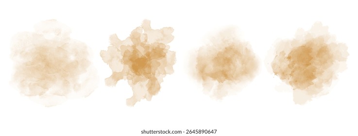 Conjunto de abstrato forte cor de água de cor laranja salpicar em um fundo branco. Textura de aquarela vetorial em cor de salada. Mancha de pincel de tinta. Mancha de manchas laranja. Mancha pastel aquarela