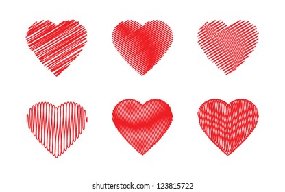 Set of abstract stylized heart, vector illustrations