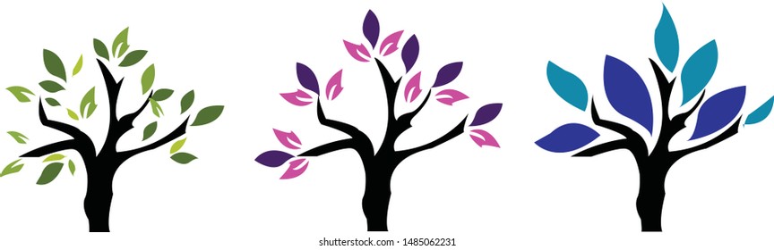 Set of abstract stylized trees