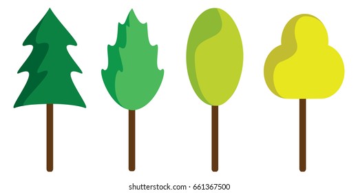 Set of abstract stylized trees
