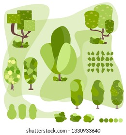 Set of abstract stylized trees. Flat style