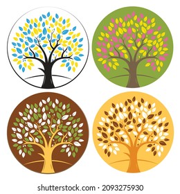 Set of abstract stylized trees. Hand drawn isolated illustrations
