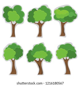 Set of abstract stylized trees. Natural illustration. Flat design.