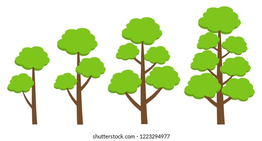 Set of abstract stylized trees. Natural illustration. Flat design.