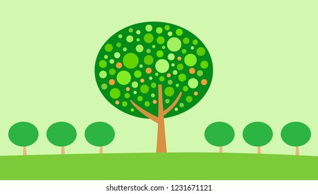 Set of abstract stylized trees. Natural illustration.
