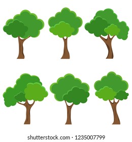 Set of abstract stylized trees. Natural illustration. Flat design.