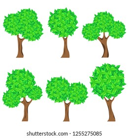 Set of abstract stylized trees. Natural illustration. Flat design.