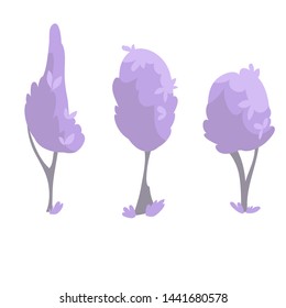 Set of abstract stylized trees. Natural illustration .Vector