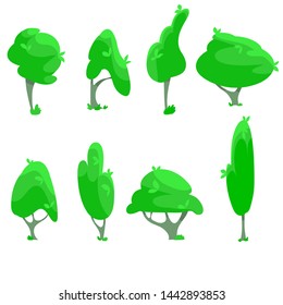 Set of abstract stylized trees. Natural illustration .Vector
