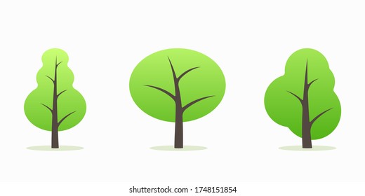 Set of abstract stylized trees. Natural illustration.