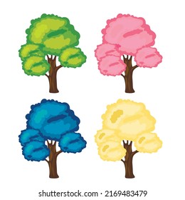 Set of abstract stylized trees. Natural illustration.