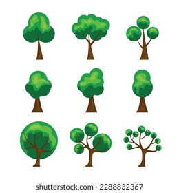 Set of abstract stylized trees. Natural illustration.