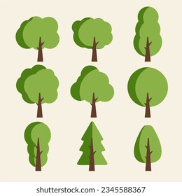 Set of abstract stylized trees. Natural illustration. tree ilustration