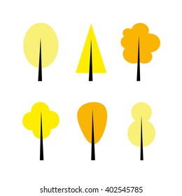 Set of abstract stylized trees. Natural. Vector Illustration