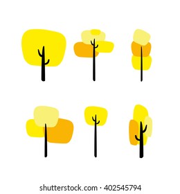 Set of abstract stylized trees. Natural. Vector Illustration