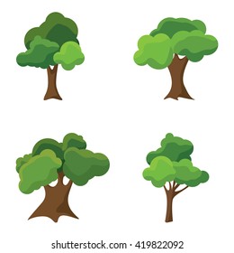 Set of abstract stylized trees. Natural illustration.