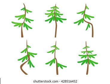 Set of abstract stylized trees. Natural illustration.