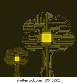 Set of abstract stylized trees. Natural illustration.