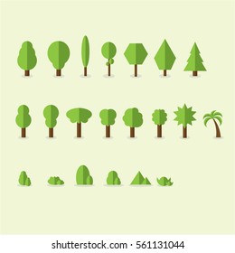 Set of abstract stylized trees. Natural illustration.