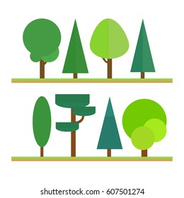 Set of abstract stylized trees. Natural illustration.