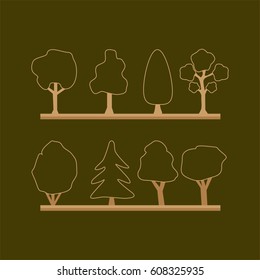 Set of abstract stylized trees. Natural illustration.