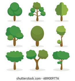 Set of abstract stylized trees. Natural illustration.