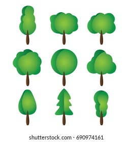 Set of abstract stylized trees. Natural illustration.