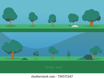Set of abstract stylized trees. Natural illustration.