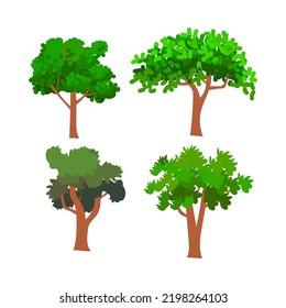 Set of abstract stylized trees vector nature illustration.