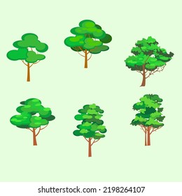 Set of abstract stylized trees vector nature illustration.