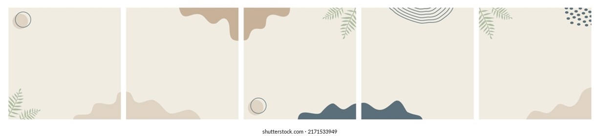 Set of Abstract Summer Background for Social Media Post, ad, Sale, Banner, Advertising, Microblog, Carousel Template, Card, and Frame.