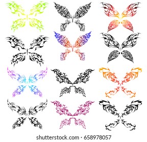 set abstract summer butterflies collection