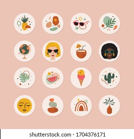 Set of Abstract Summer Icons in Vector for stickers, labels, social media and more.
