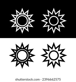 Set of abstract sun icons. A symbol of warmth and light. Stylized sun with rays. 