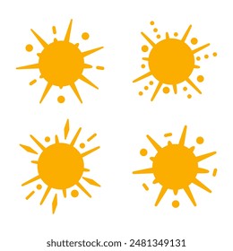 Set of abstract sun images on a white background. Solar symbols. Vector isolated on white background.