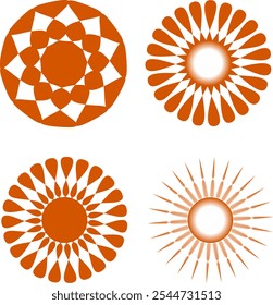 set of abstract sun vector art