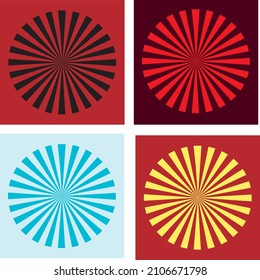 Set Of Abstract Sunburst Pattern. Vector Rectangular Backgrounds