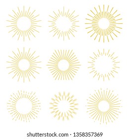 Set abstract sunbursts hand drawn. The vintage explosion of a star. Retro frames by hand in geometric style.