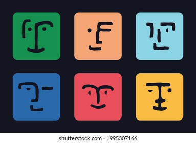 Set of abstract surreal icons depicting emotions. Minimalism style. Vector illustration